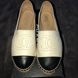 Chanel espadrilles white/black lambskin size 37